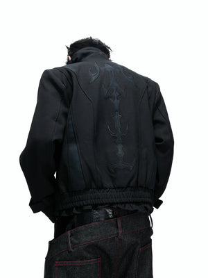 Spine Embroidered Cropped Structured Shoulder Jacket - main image 5
