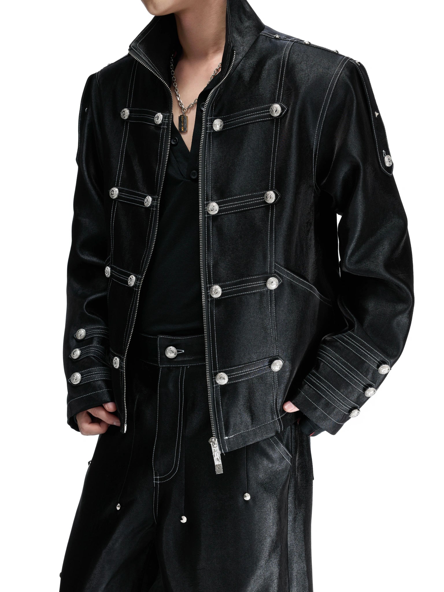 Napoleon Trim Short Jacket and Straight Pants - main image 3