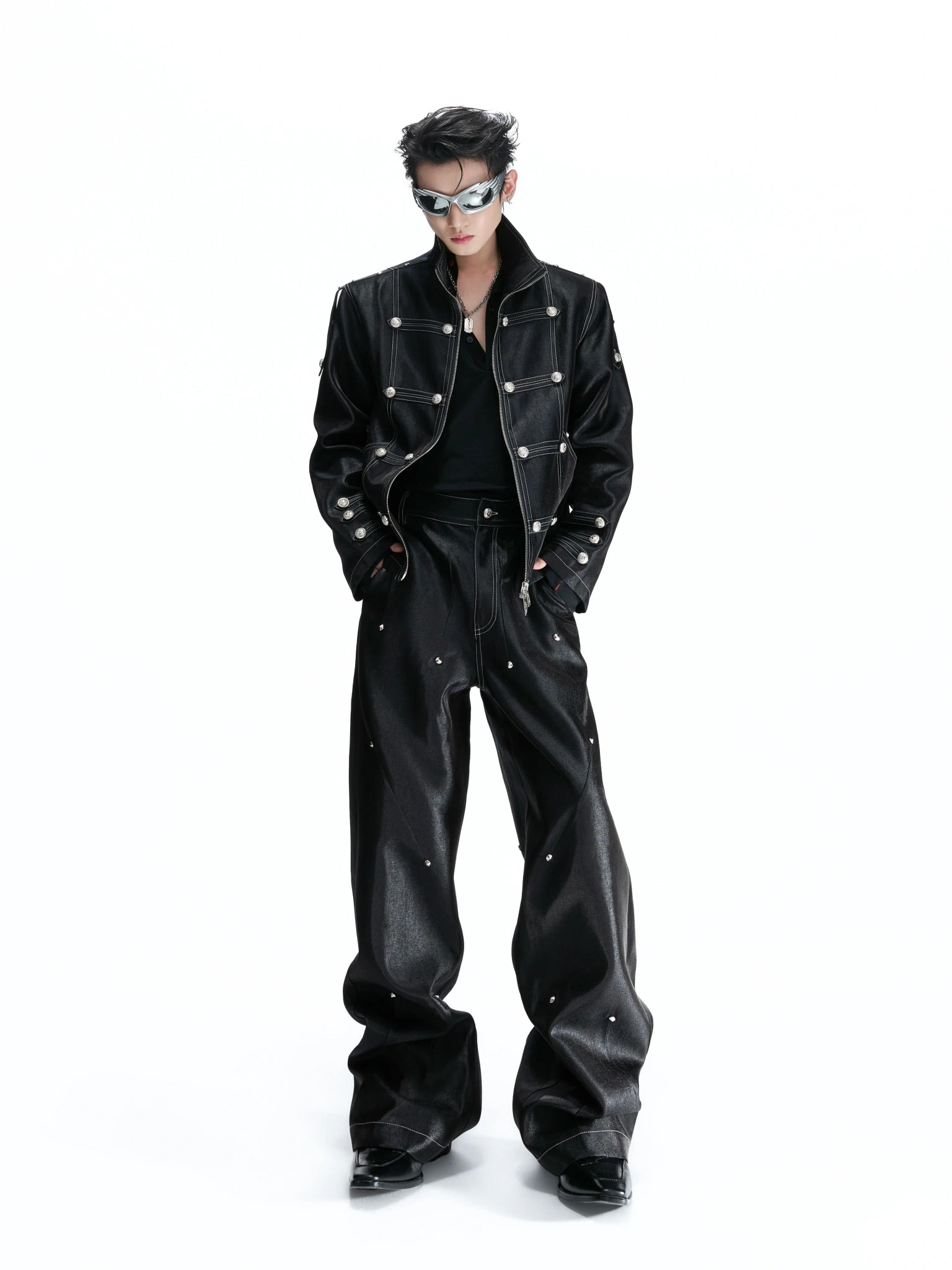 Napoleon Trim Short Jacket and Straight Pants - main image 5