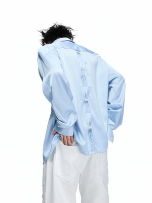 Pleated Satin-Finish Polyester Long-Sleeve Shirt - main image 3
