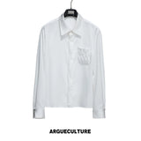 Pleated Satin-Finish Polyester Long-Sleeve Shirt - Top - White