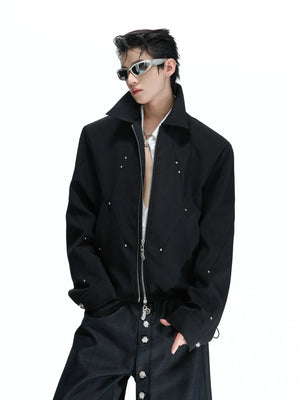 Deconstructed Rivet Dual-Zip Cropped Jacket - main image 1