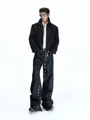 Deconstructed Rivet Dual-Zip Cropped Jacket - main image 3