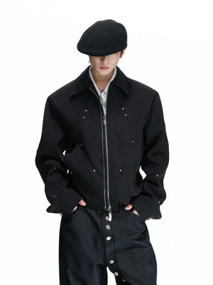 Deconstructed Rivet Dual-Zip Cropped Jacket - main image 4