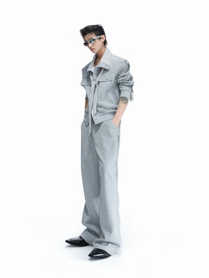 Zip Sweatshirt & Flared Pants, Striped Ribbon Detail - main image 1