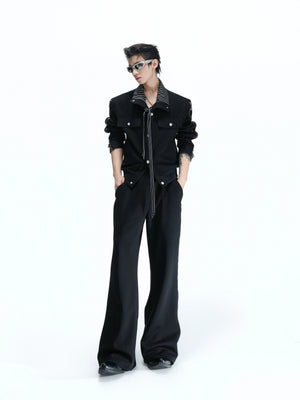 Zip Sweatshirt & Flared Pants, Striped Ribbon Detail - main image 2