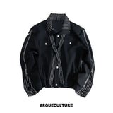 Zip Sweatshirt & Flared Pants, Striped Ribbon Detail - Top / Black