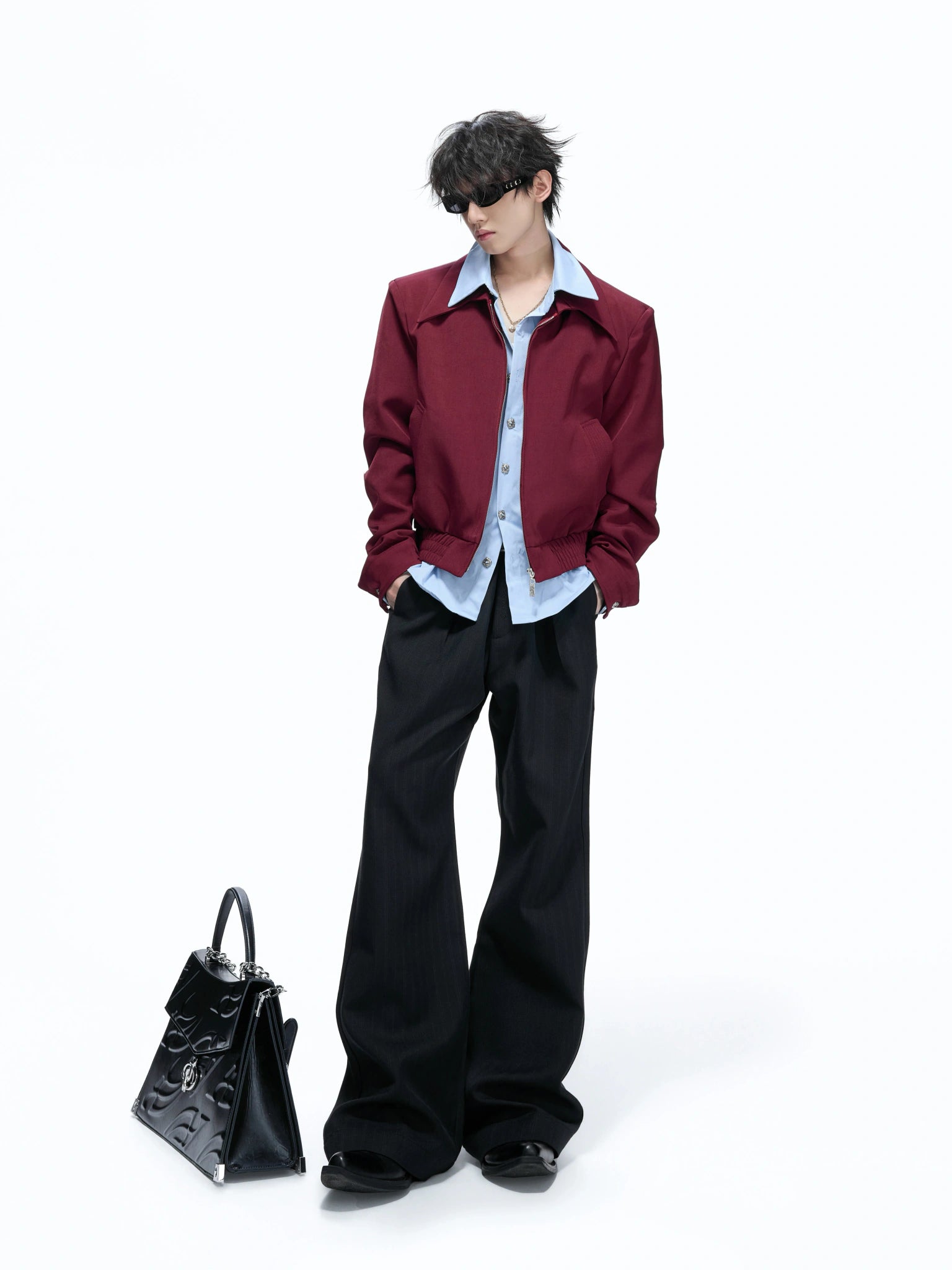 Deconstructed Faux-Layer Cropped Boxy Zip-Front Jacket - main image 4