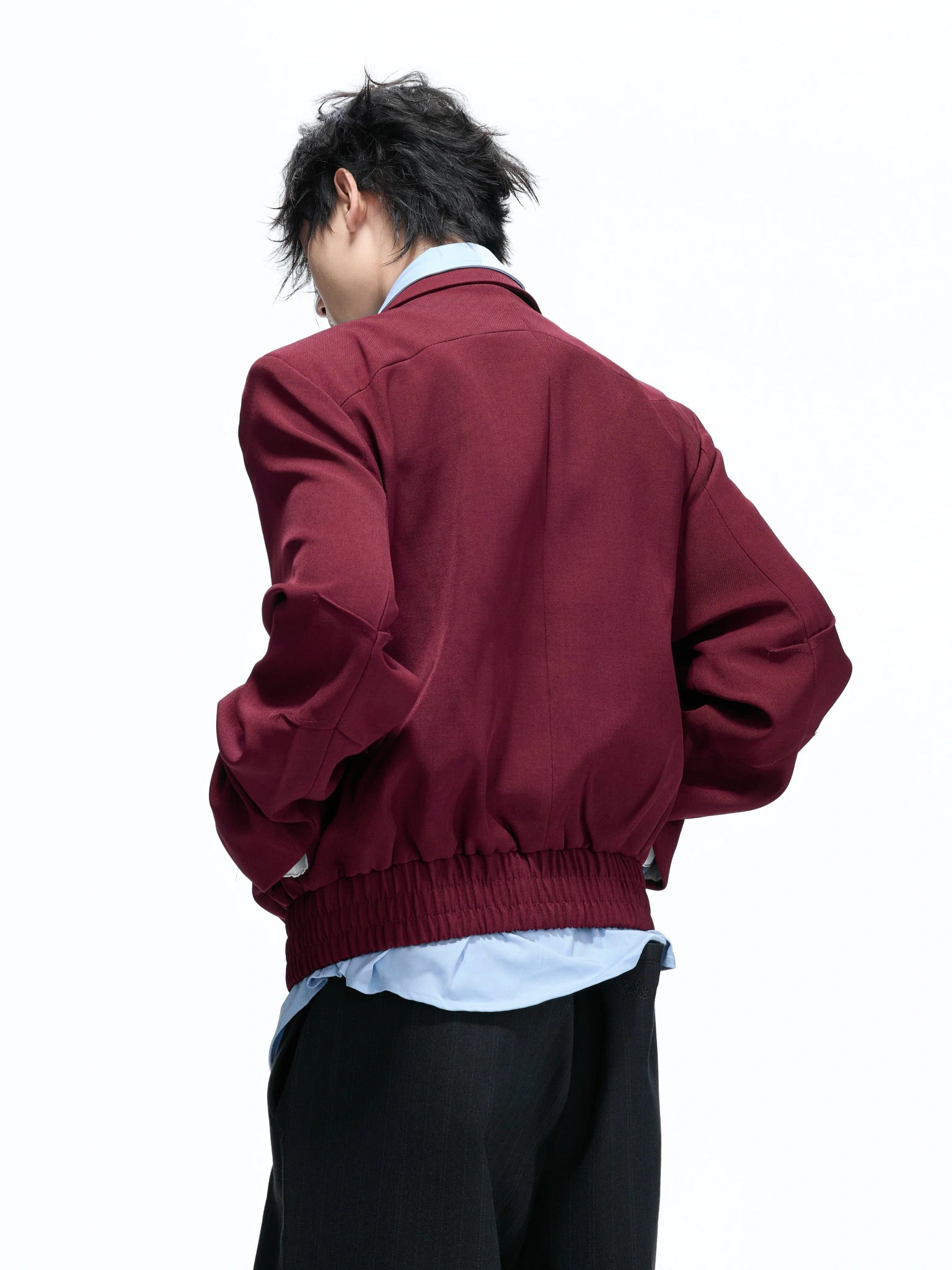 Deconstructed Faux-Layer Cropped Boxy Zip-Front Jacket - main image 5