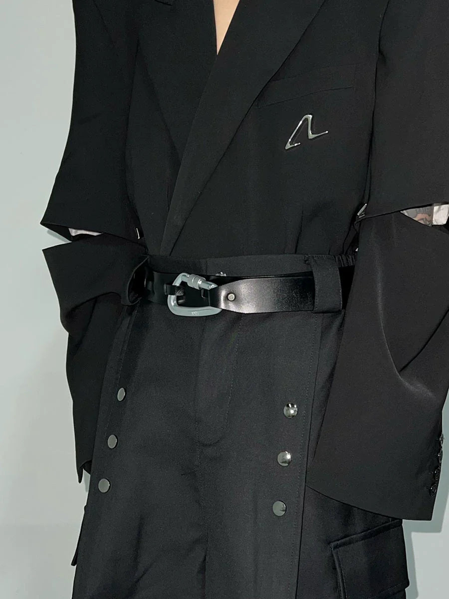 Metal-Buckle Punk Belt - Unisex Minimalist Streetwear Strap