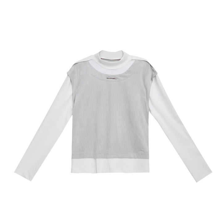 2 - in - 1 Slim - Fit Spliced Base Layer Color Block Long Sleeve T - Shirt - ArguE CulturE