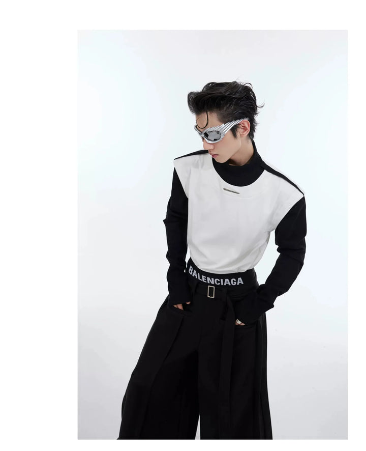 2 - in - 1 Slim - Fit Spliced Base Layer Color Block Long Sleeve T - Shirt - ArguE CulturE