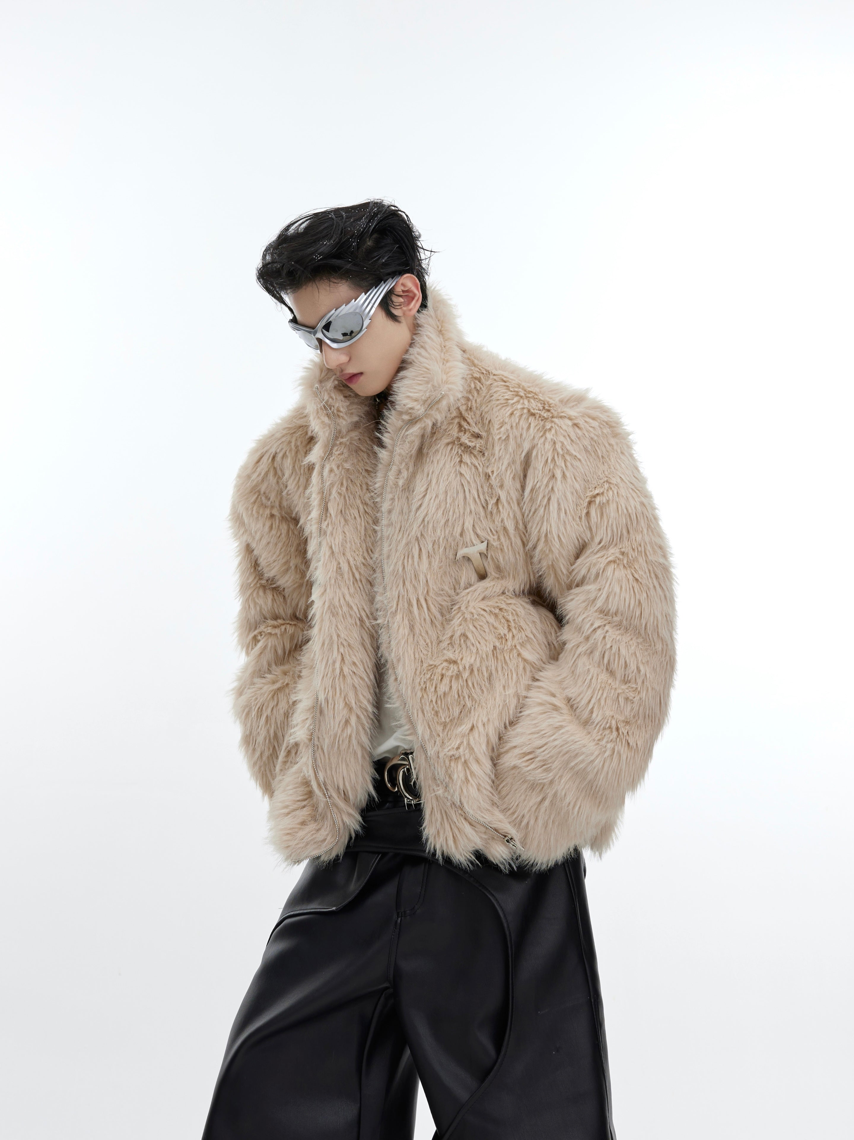 Faux-Fur Cropped Puffer Jacket - Metallic Streetwear Coat