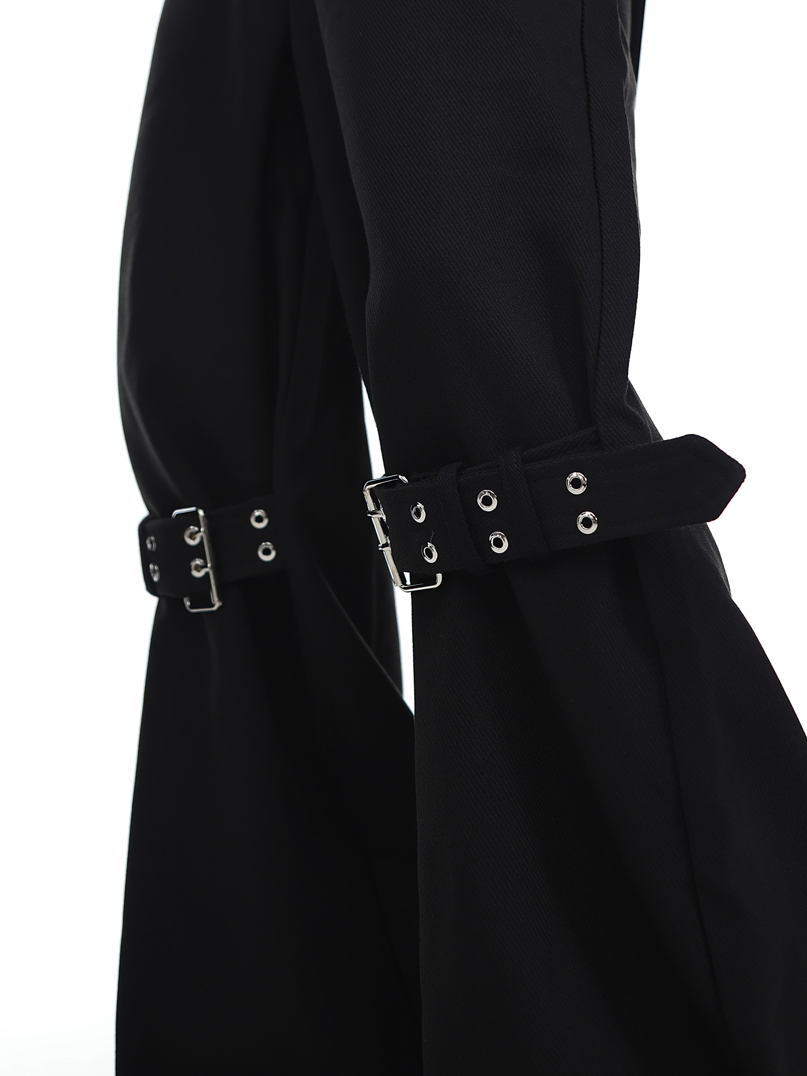 Textured Twill Casual Pants - Tapered Wide-Leg Pants with Lace-Up Detail