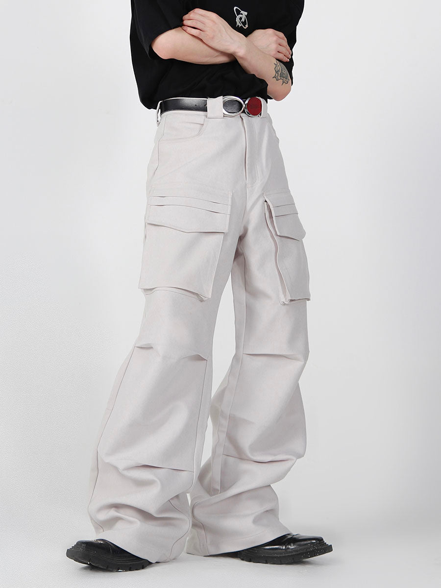 Oversized Cargo Pants with Patch Pockets - Streetwear Drop-Crotch Design