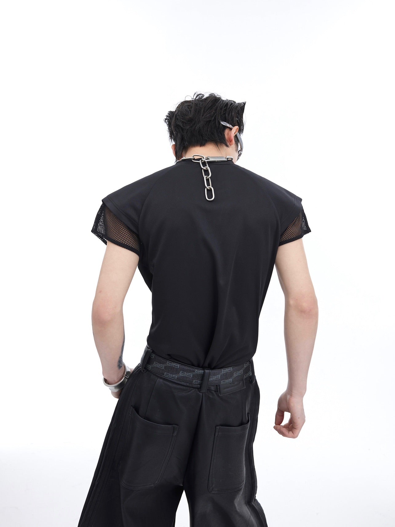 Punk Mesh Tank Top T-Shirt - Metal Zipper Detail Summer Streetwear Top