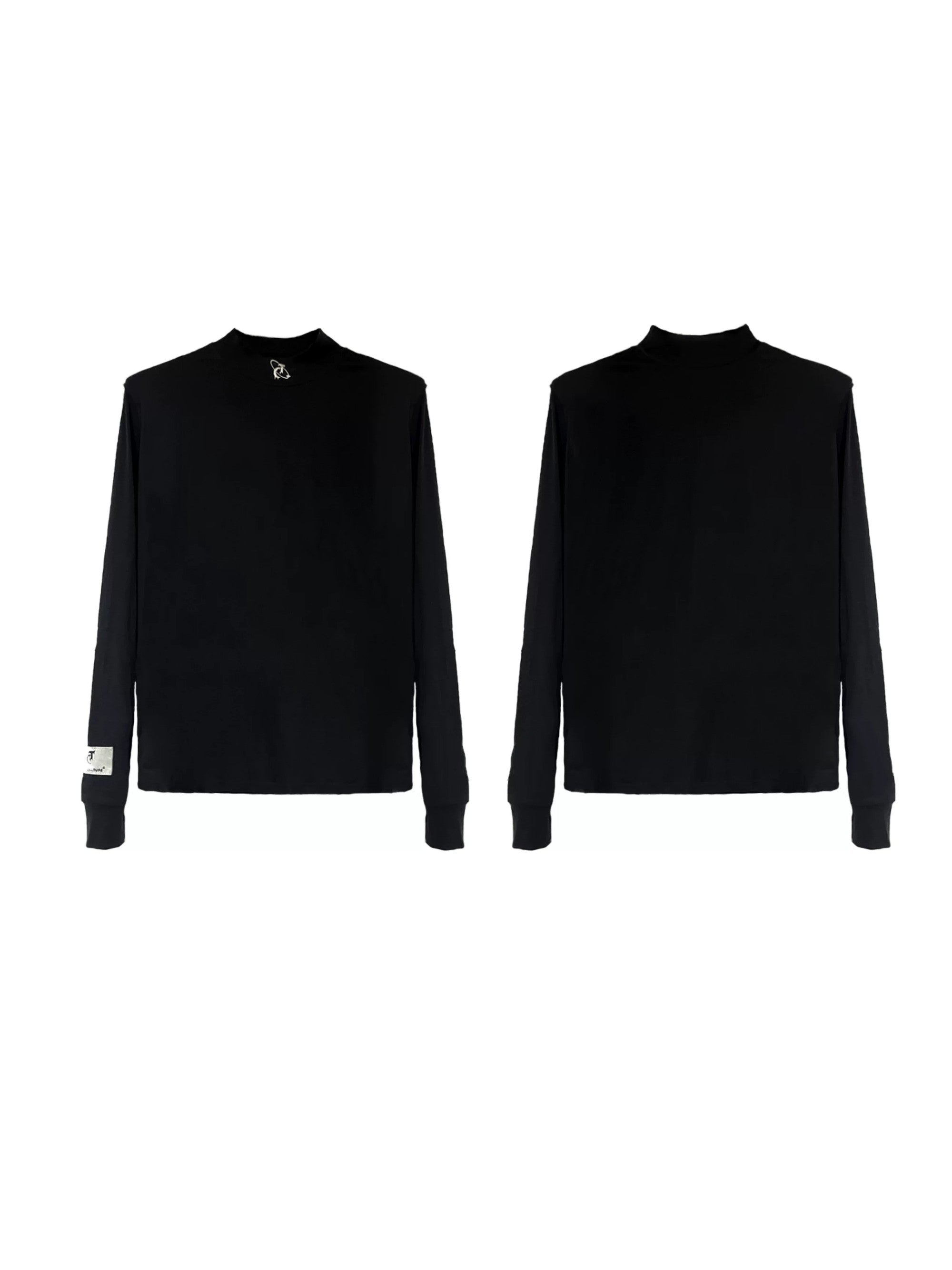 Back view of the minimalist black long sleeve streetwear shirt