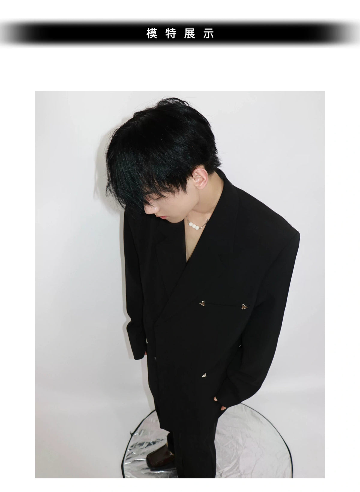 Relaxed Black Double-Breasted Blazer | Streetwear Jacket - description image 3
