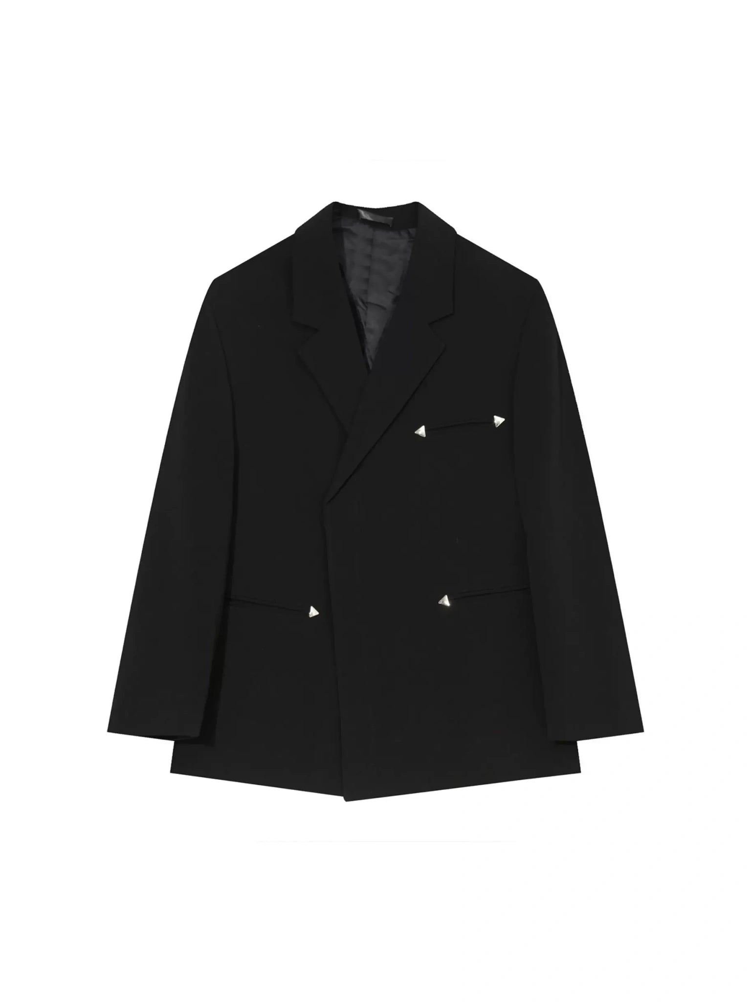 Relaxed Black Double-Breasted Blazer | Streetwear Jacket - Black