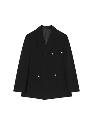 Relaxed Black Double-Breasted Blazer | Streetwear Jacket - Black