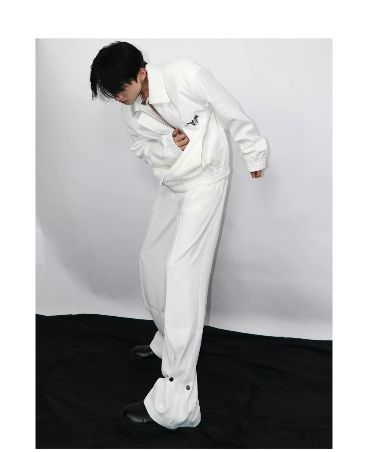 Relaxed Cotton-Modal Straight-Leg Trousers | White - description image 13