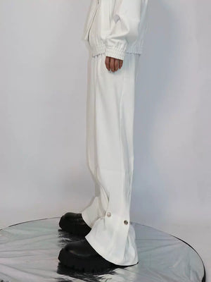 Relaxed Cotton-Modal Straight-Leg Trousers | White - White