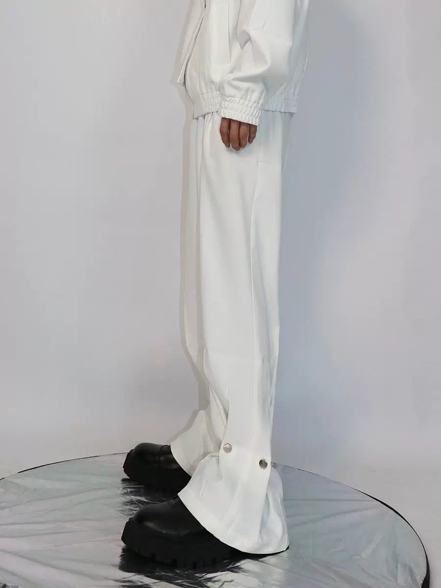 Relaxed Cotton-Modal Straight-Leg Trousers | White - White