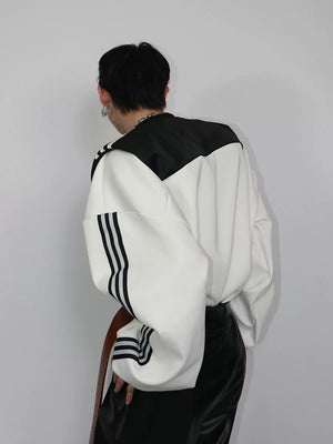 Black White Layered Faux-Two-Piece Long-Sleeve Tee - main image 2