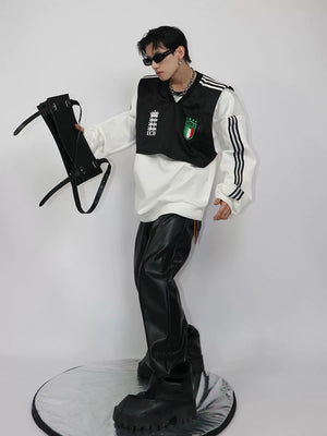 Black White Layered Faux-Two-Piece Long-Sleeve Tee - main image 4