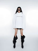 Metal Logo Fleece Hoodie | Relaxed Unisex Streetwear - White