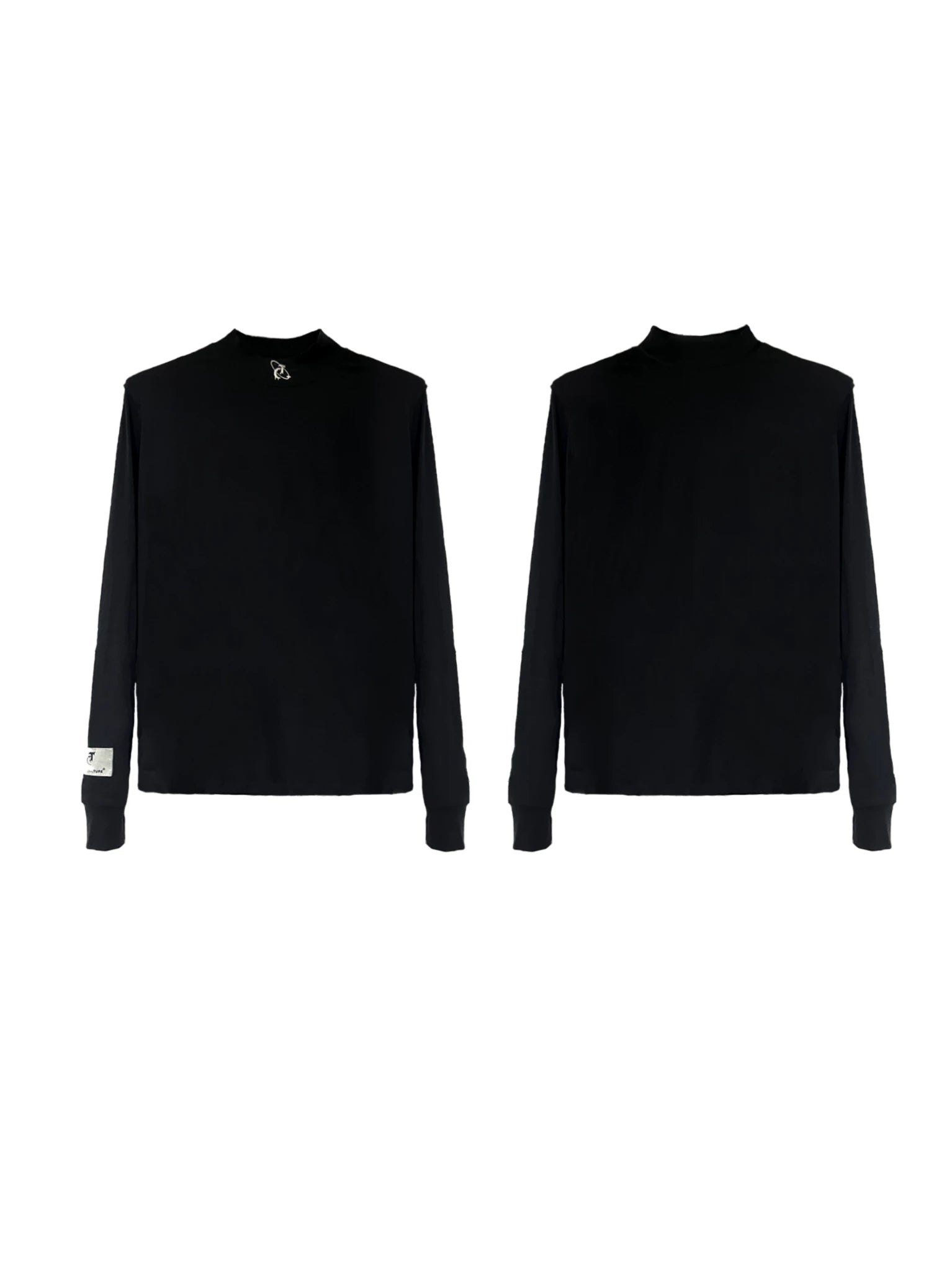 Black Embossed Graphic Turtleneck Long Sleeve Top - main image 5