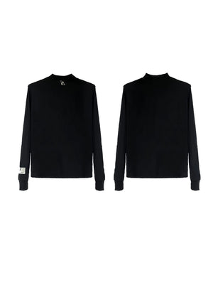 Black Embossed Graphic Turtleneck Long Sleeve Top - main image 5