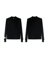 Black Embossed Graphic Turtleneck Long Sleeve Top - Black