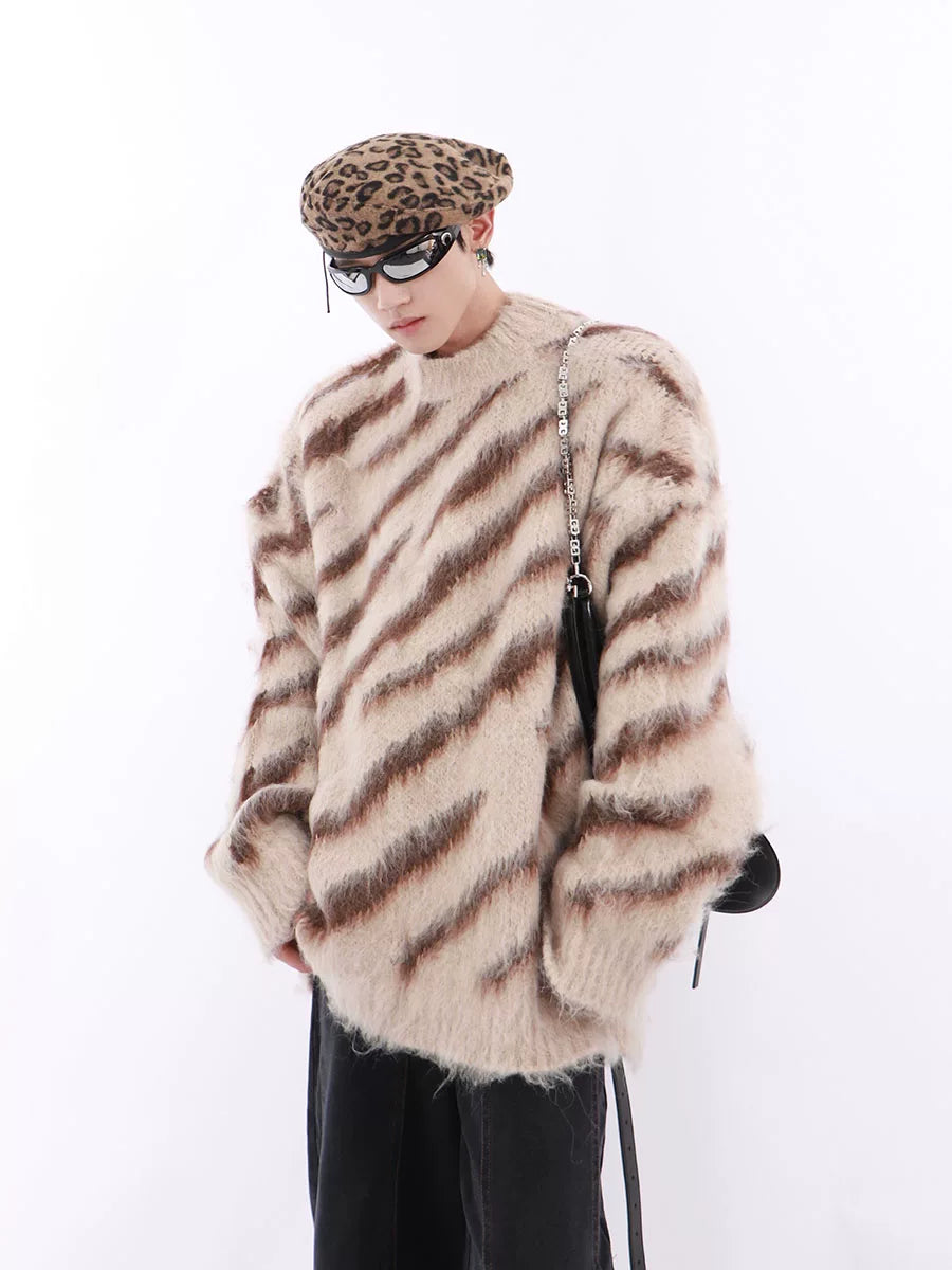 Colorblock Zebra Knit Sweater | Relaxed Crewneck - main image 1