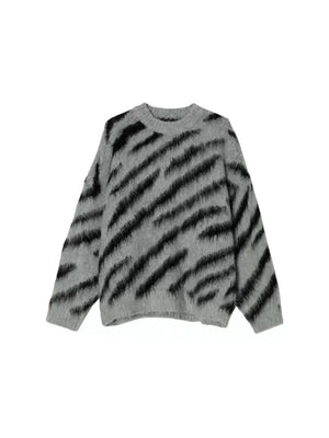 Colorblock Zebra Knit Sweater | Relaxed Crewneck - main image 5