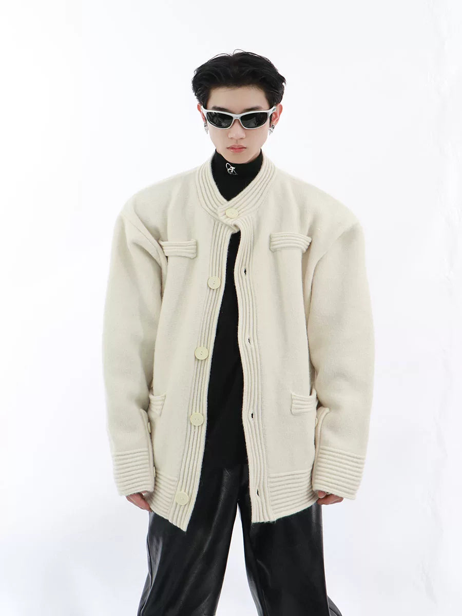 Relaxed Cotton-Wool Knit Cardigan | Button Front - main image 1