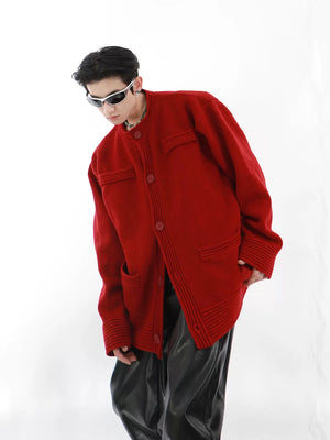 Relaxed Cotton-Wool Knit Cardigan | Button Front - main image 3
