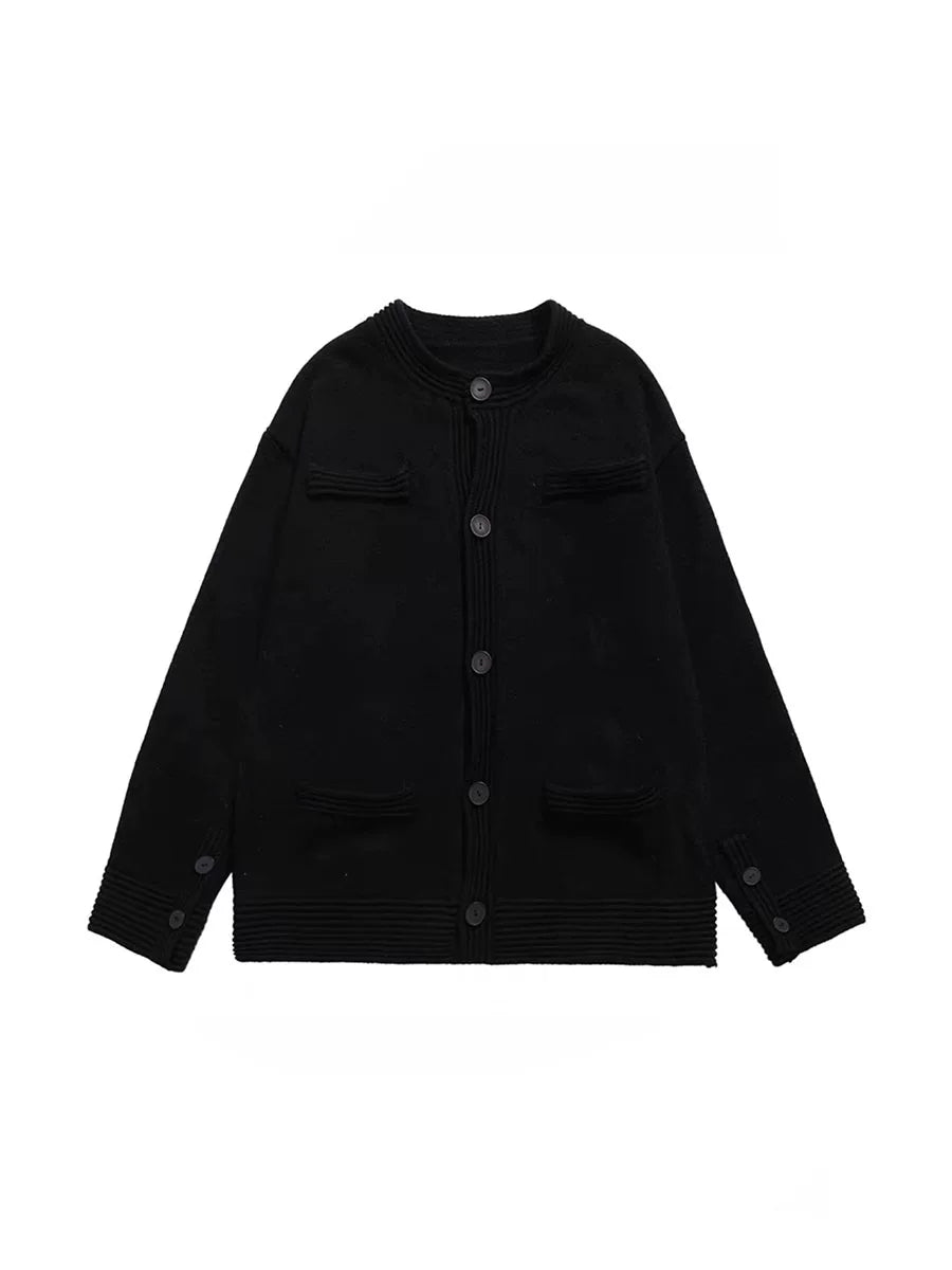 Relaxed Cotton-Wool Knit Cardigan | Button Front - main image 5