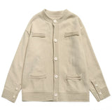 Relaxed Cotton-Wool Knit Cardigan | Button Front - Ivory