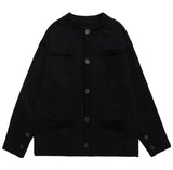 Relaxed Cotton-Wool Knit Cardigan | Button Front - Black