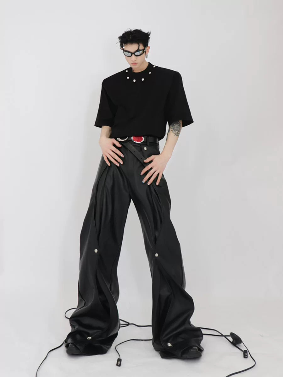 Black Cotton Oversized T-Shirt with Metal Detail - main image 3