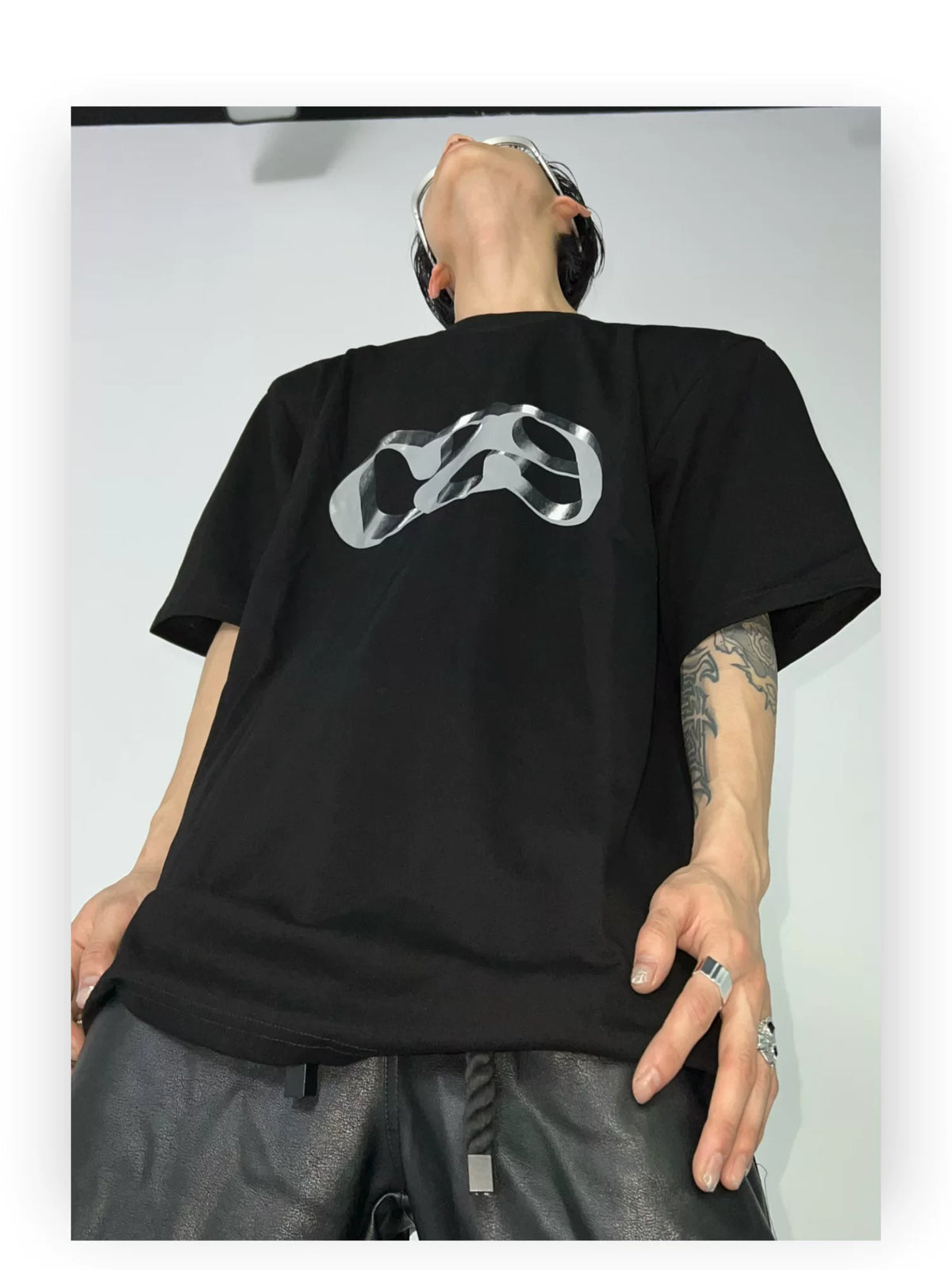 Oversized Cotton T-Shirt with Dimensional Letter Print - description image 3
