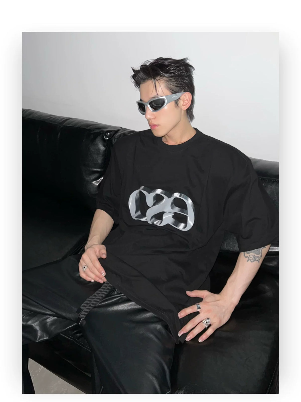 Oversized Cotton T-Shirt with Dimensional Letter Print - description image 4