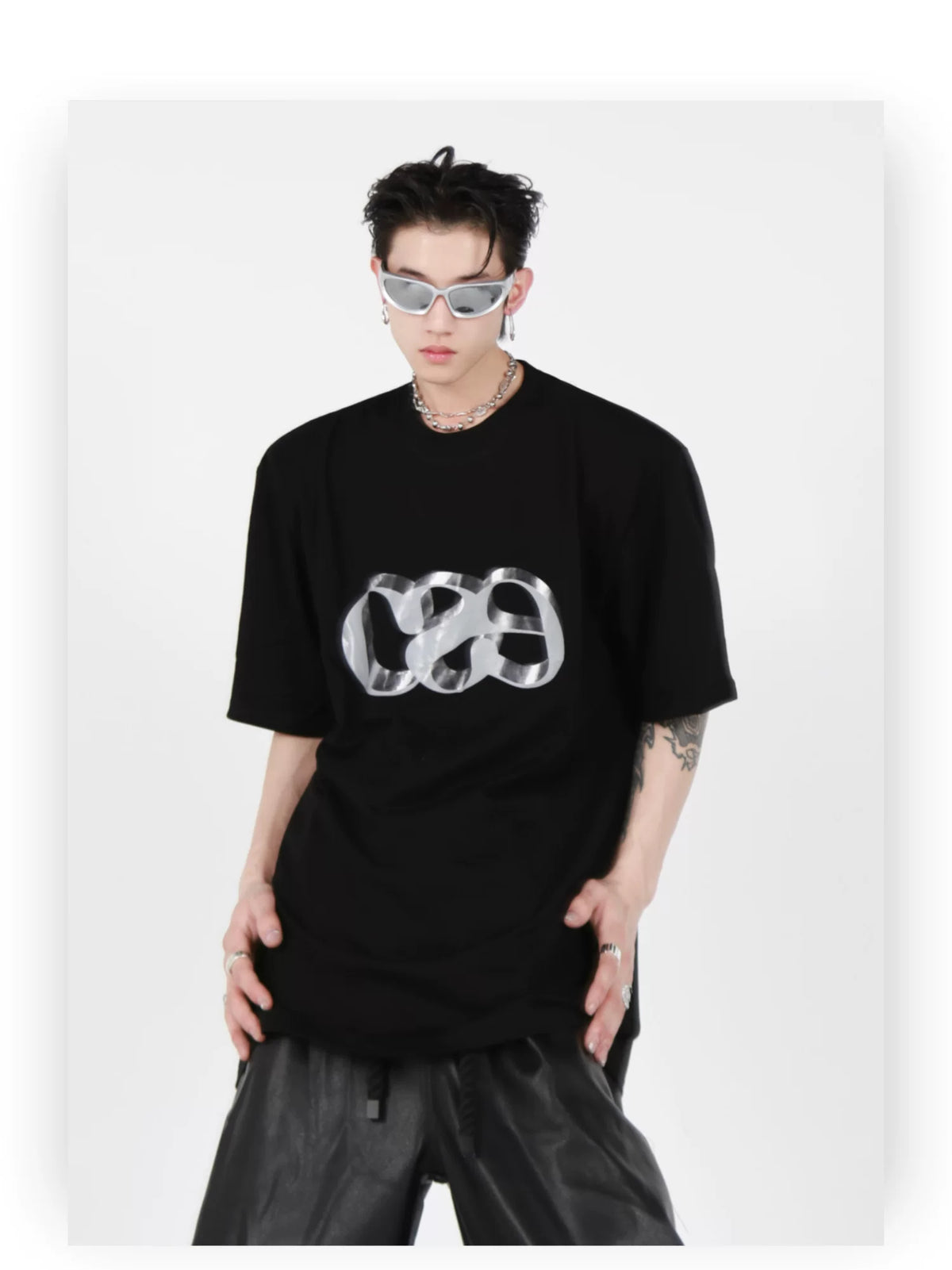Oversized Cotton T-Shirt with Dimensional Letter Print - description image 5