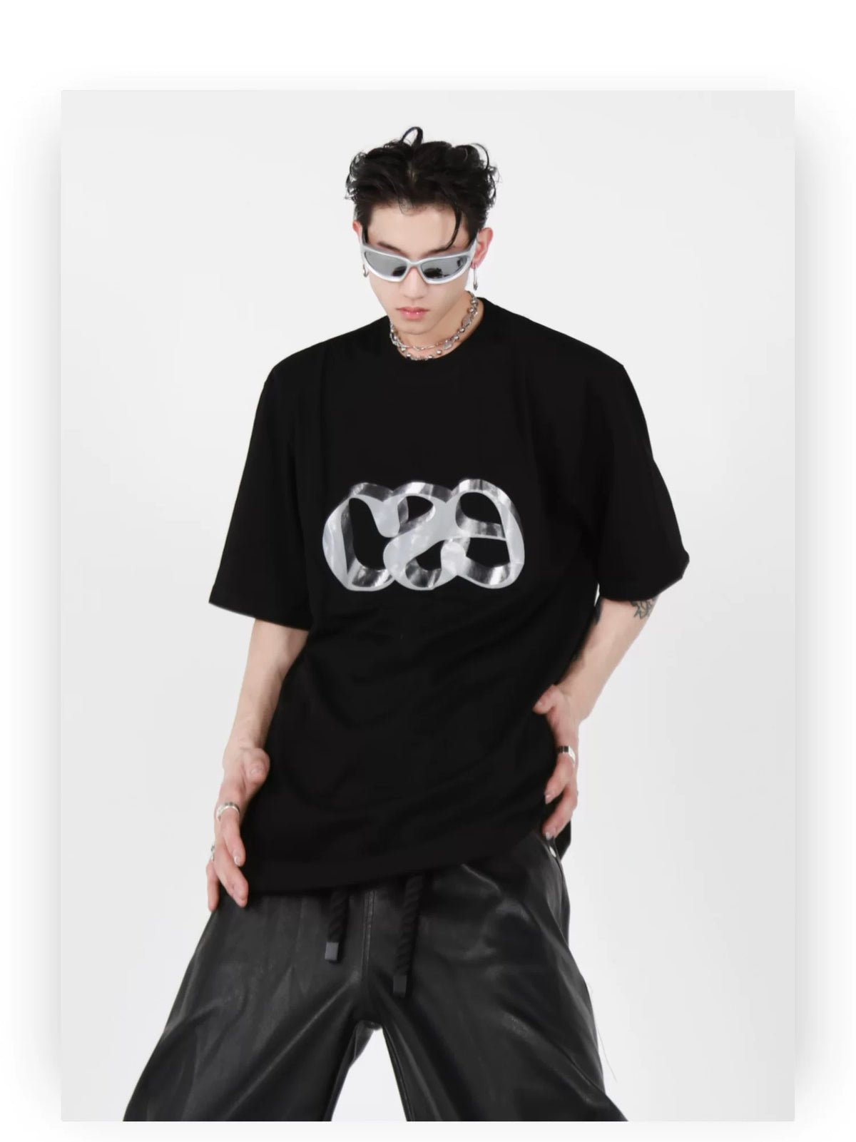 Oversized Cotton T-Shirt with Dimensional Letter Print - description image 6