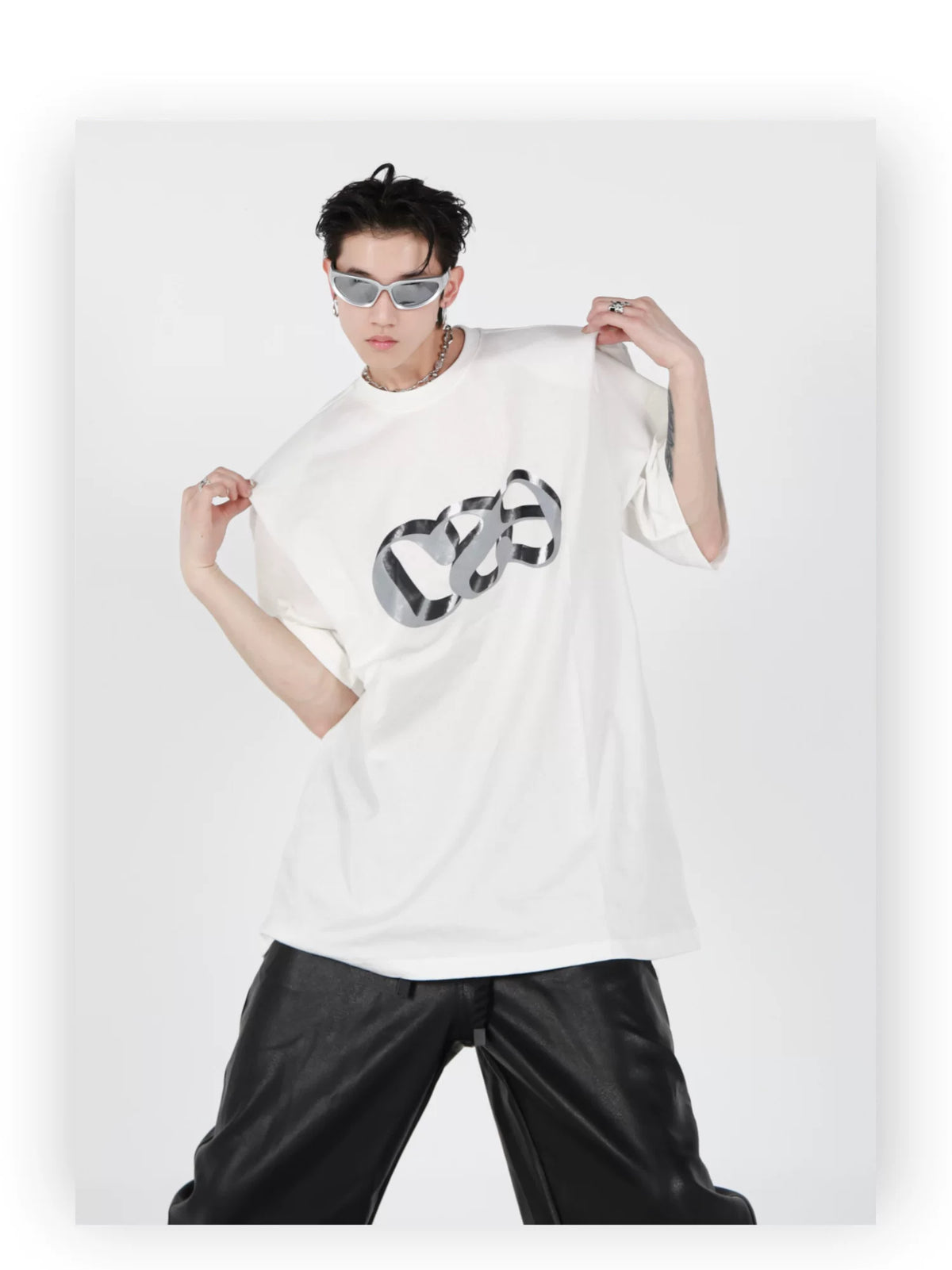 Oversized Cotton T-Shirt with Dimensional Letter Print - description image 10