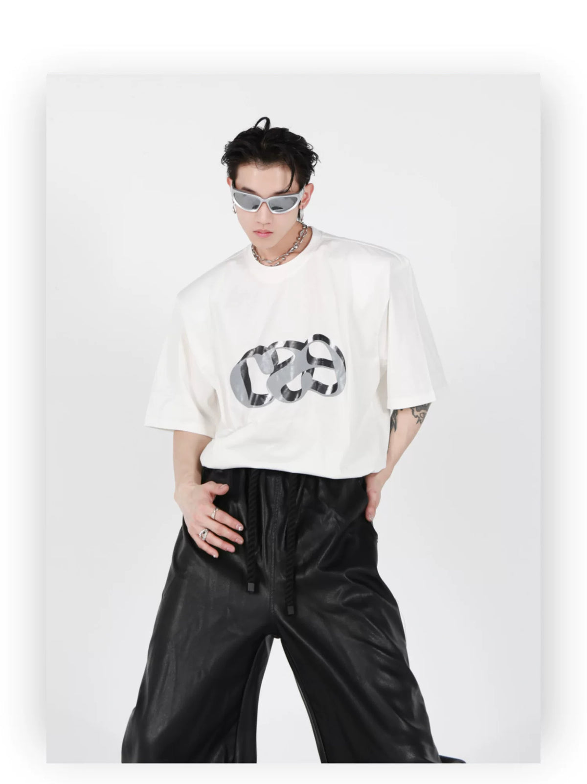 Oversized Cotton T-Shirt with Dimensional Letter Print - description image 11