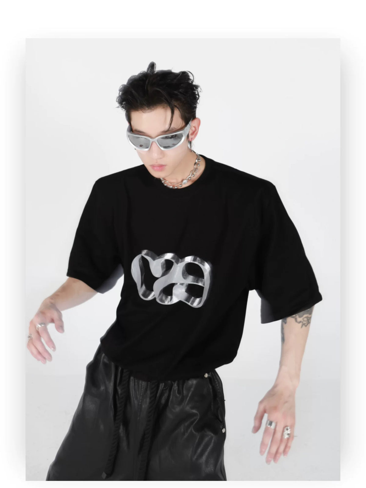Oversized Cotton T-Shirt with Dimensional Letter Print - description image 13