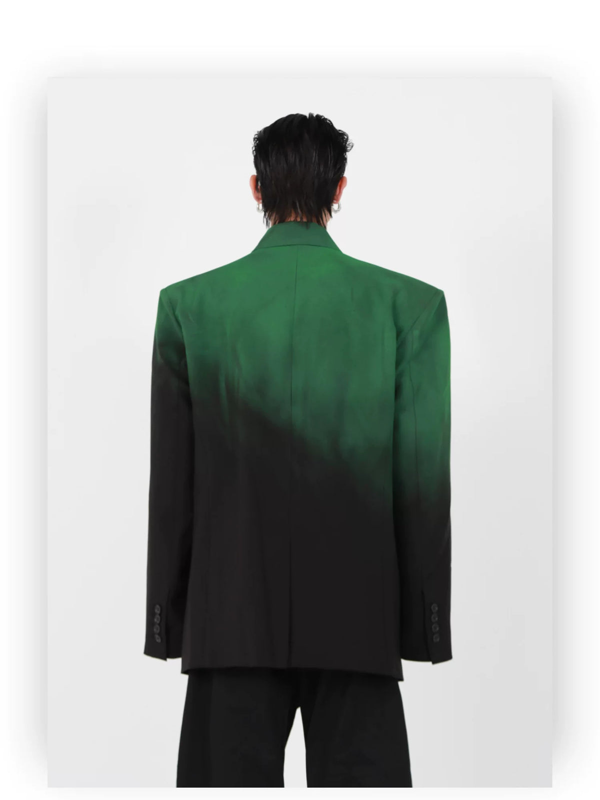 Black Green Gradient Relaxed Double-Breasted Blazer - description image 3