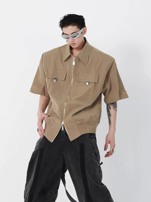 Cropped Zip Polo Jacket in Polyester | Unisex - main image 1
